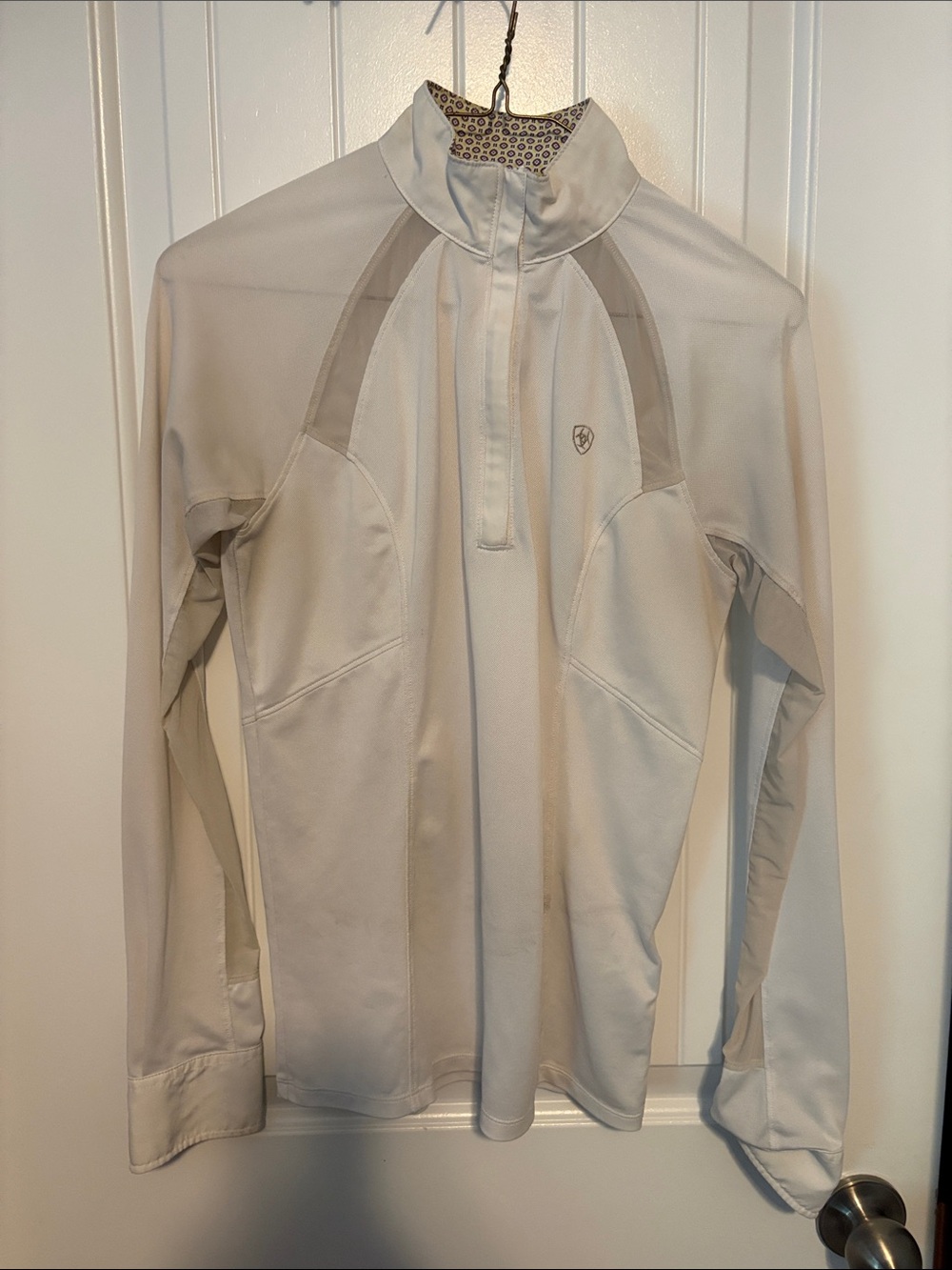 Ariat Cream Long-Sleeve Quarter Zip Performance Top - Picture 1 of 6